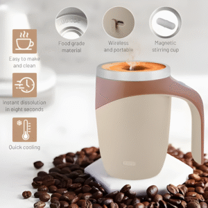 Taza Revolvedora Automática – Mezcladora Térmica de Acero Inoxidable con Tapa ⚙️☕